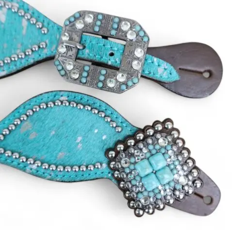 Spur Straps Blue Hide Shine