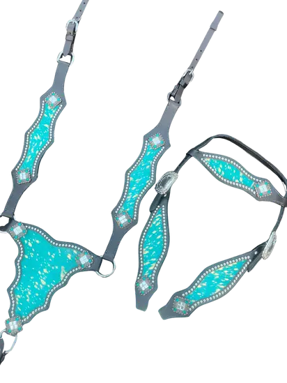 Deluxe Blue Hair-on-Hide Western Tack Set