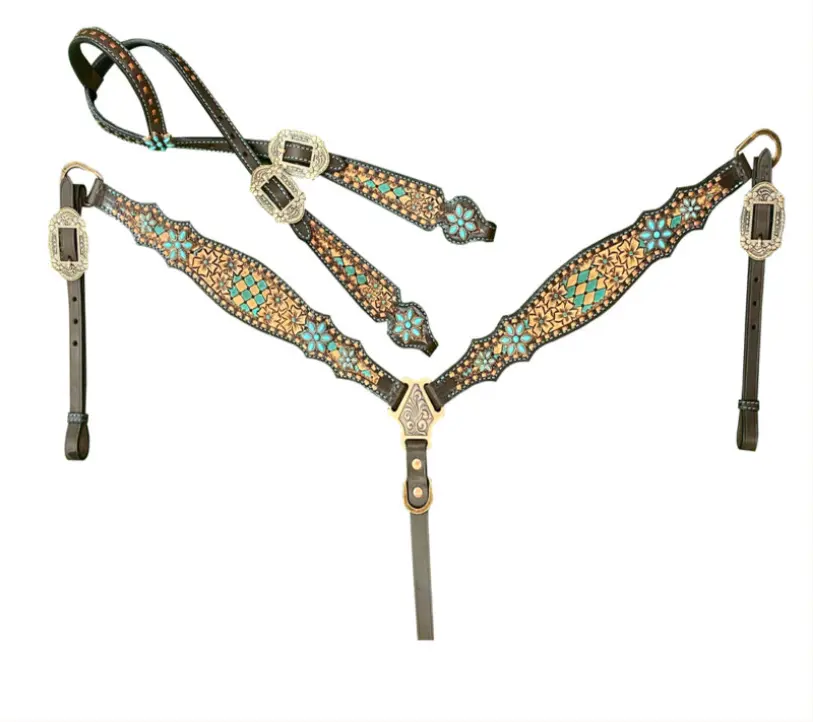 Braided Leather Western Tack Set