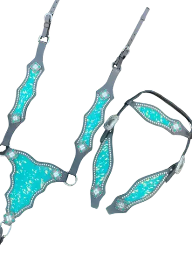 [MV3030] Deluxe Blue Hair-on-Hide Western Tack Set