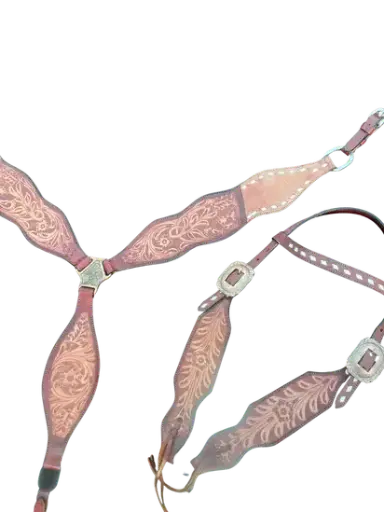 [MV3032] Tooled Leather Western Tack Set