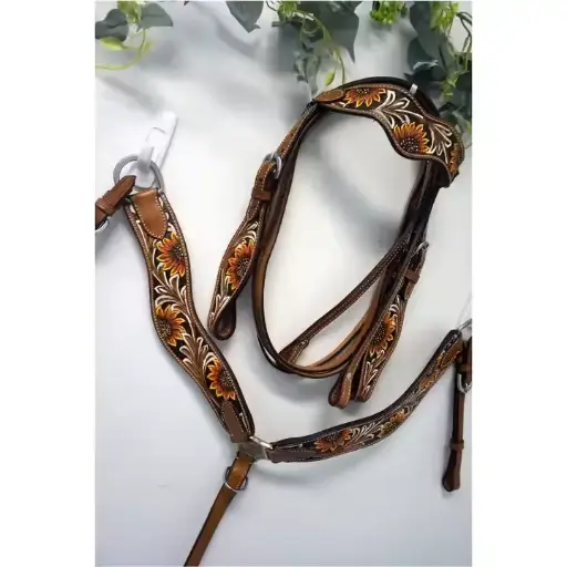 [MV3199] Sunflower Tooled Western Tack Set